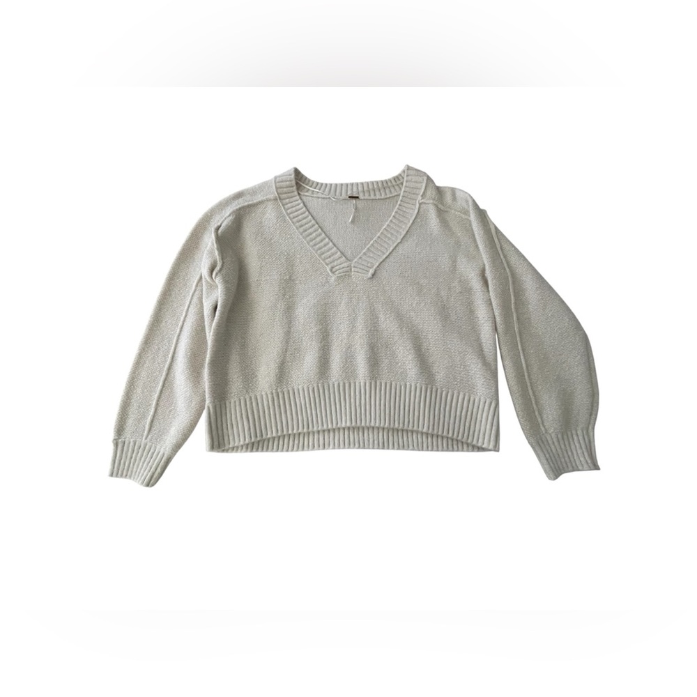 FREE PEOPLE  Rhea V-Neck Pullover - Cream- XL - Picture 5 of 8